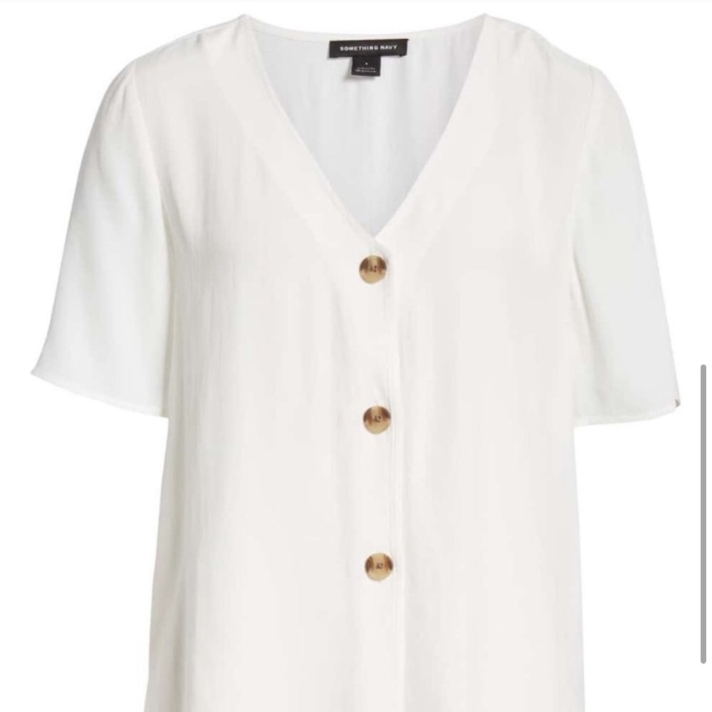Something Navy Tortoise Button Top